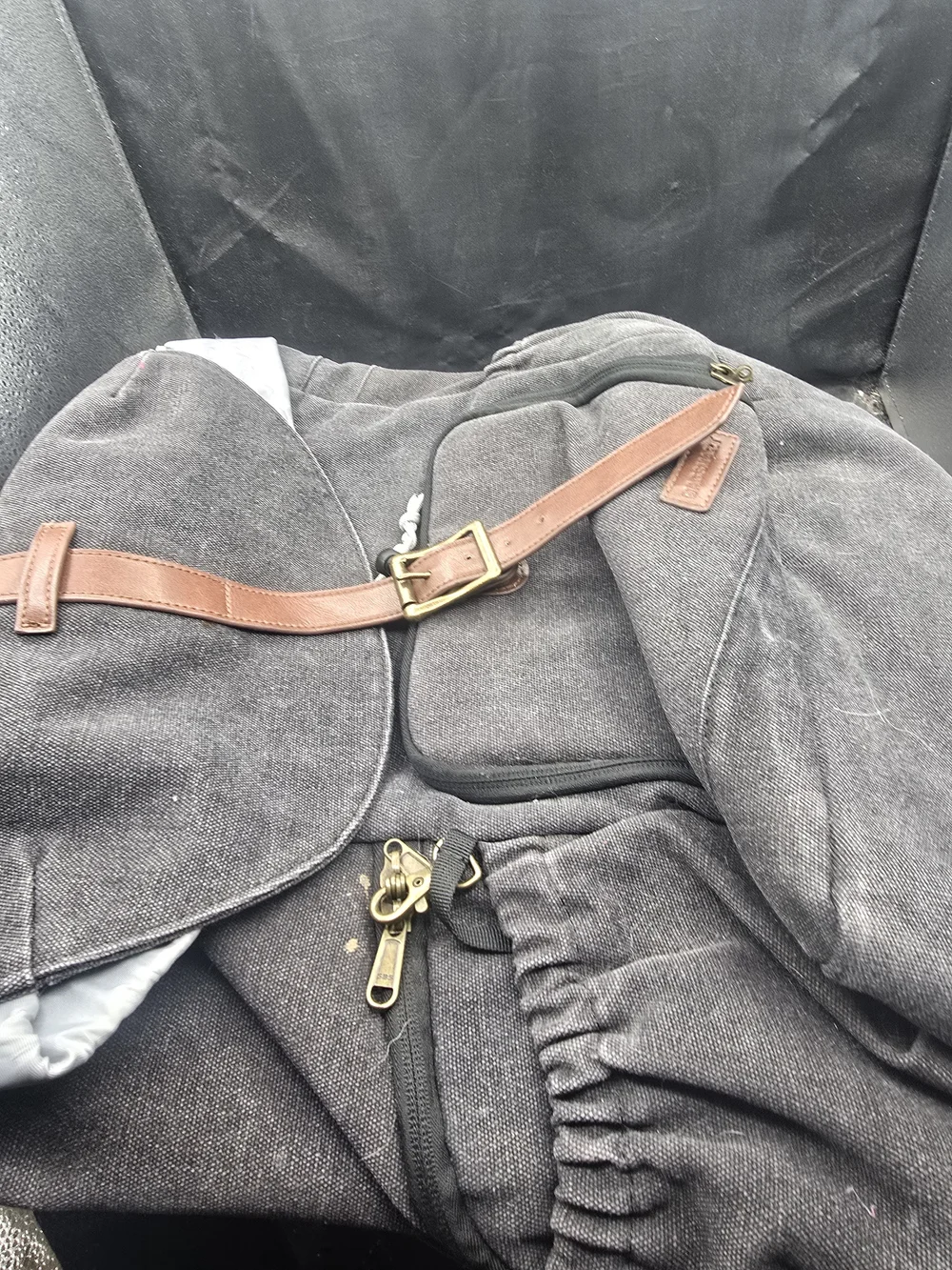 Black Canvas Backpack with Brown Leather Accents by BagGuard